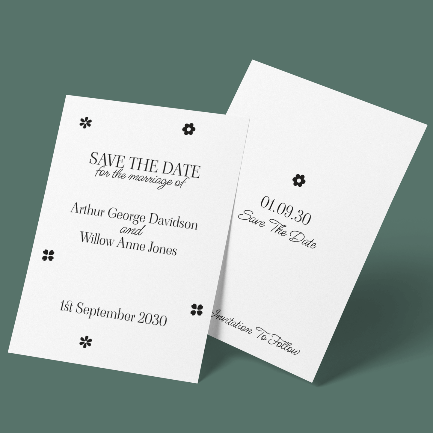 Save The Dates - Monochrome Flowers