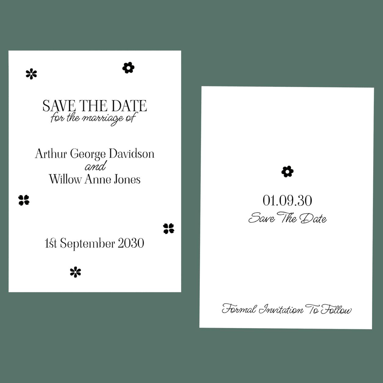 Save The Dates - Monochrome Flowers