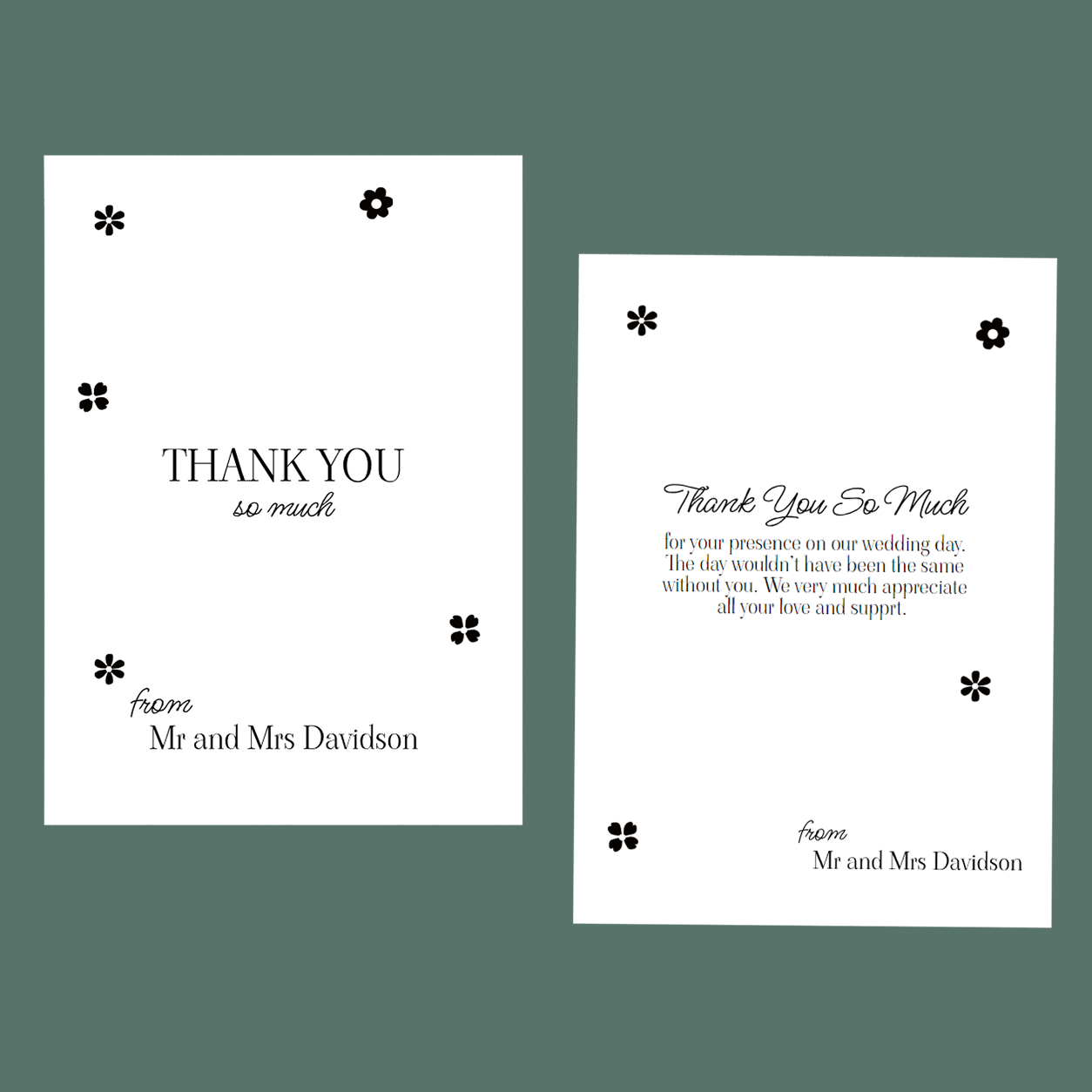 Thank You Cards - Monochrome Flowers