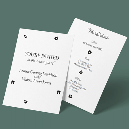 Wedding Invitations - Monochrome Flowers