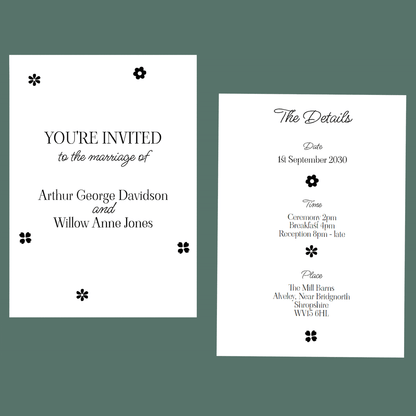 Wedding Invitations - Monochrome Flowers