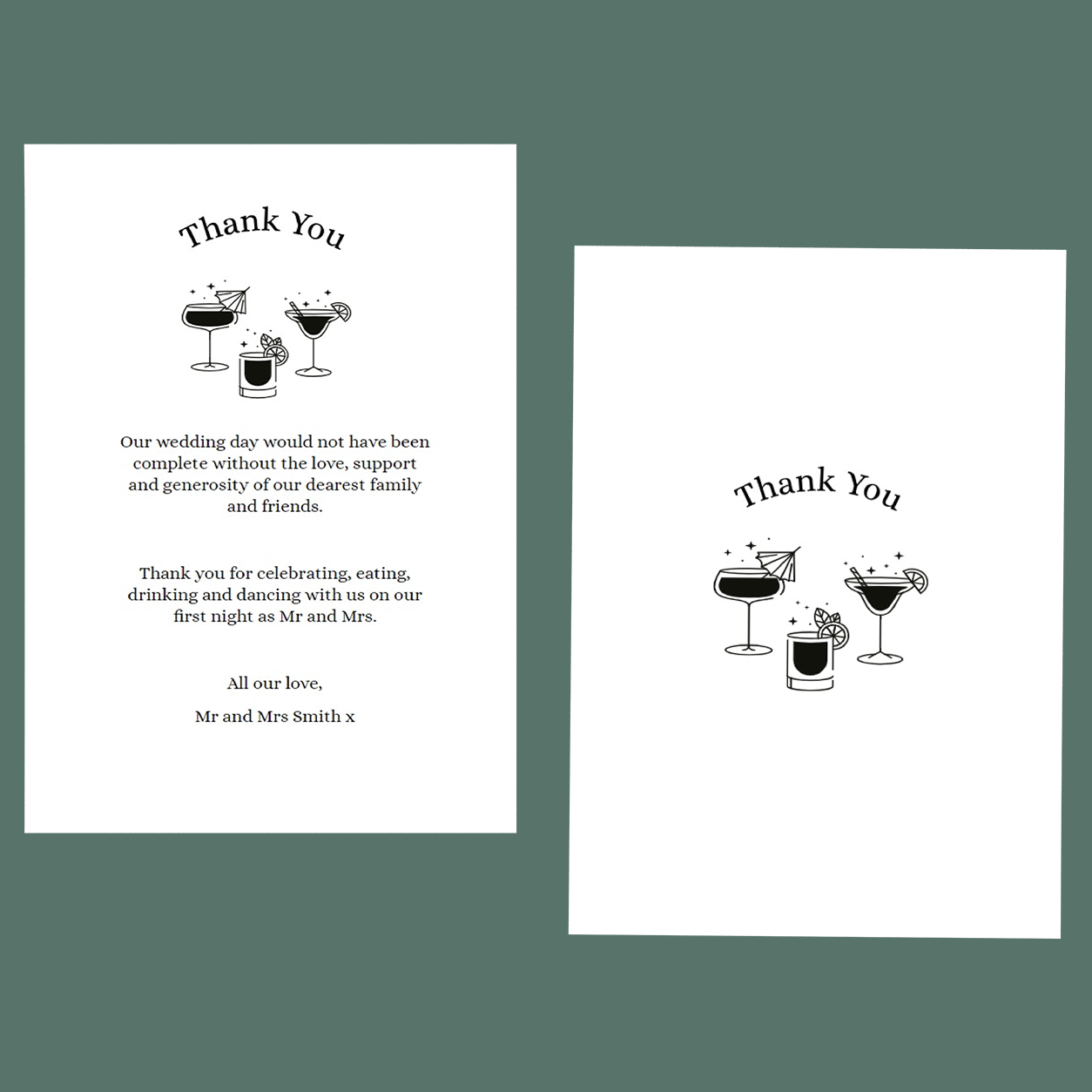 Thank You Cards - Cocktails