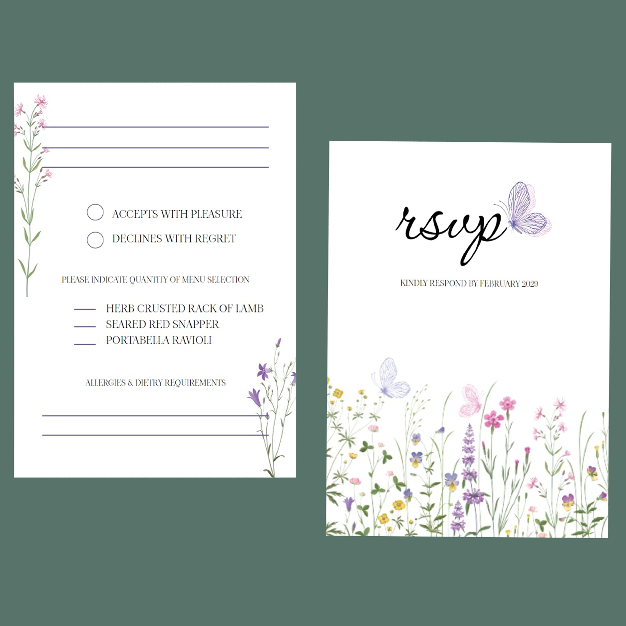 RSVP Cards - Butterfly Meadow