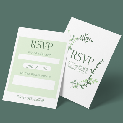 RSVP Cards - Sage Leaves