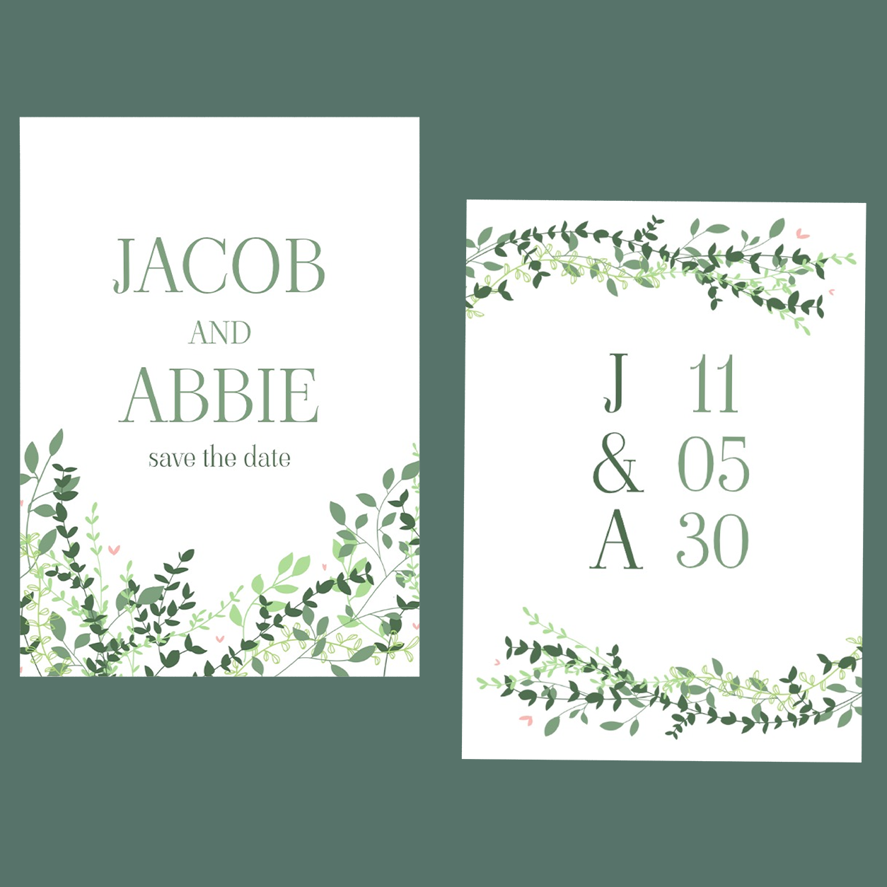 Save The Date - Sage Leaves