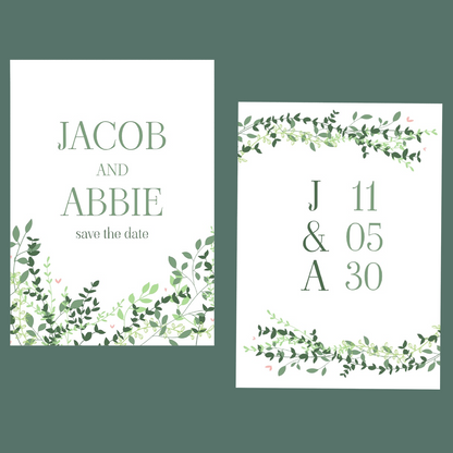 Save The Date - Sage Leaves