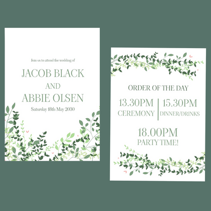 Wedding Invitations - Sage Leaves