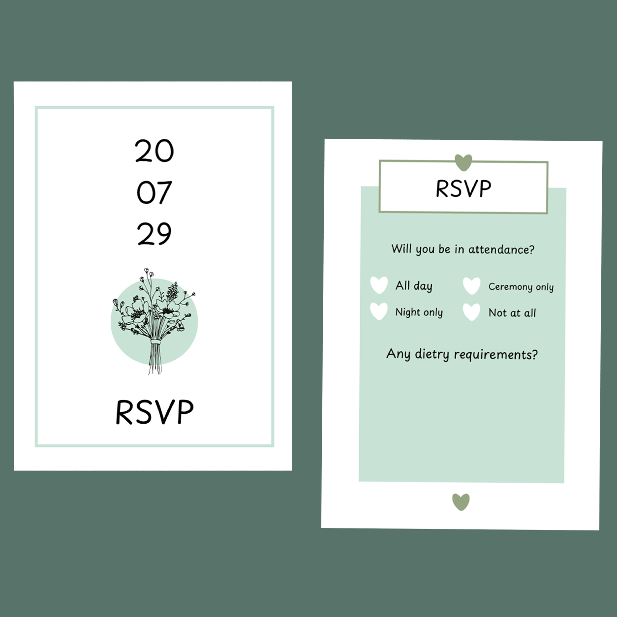 RSVP Cards - Modern Sage