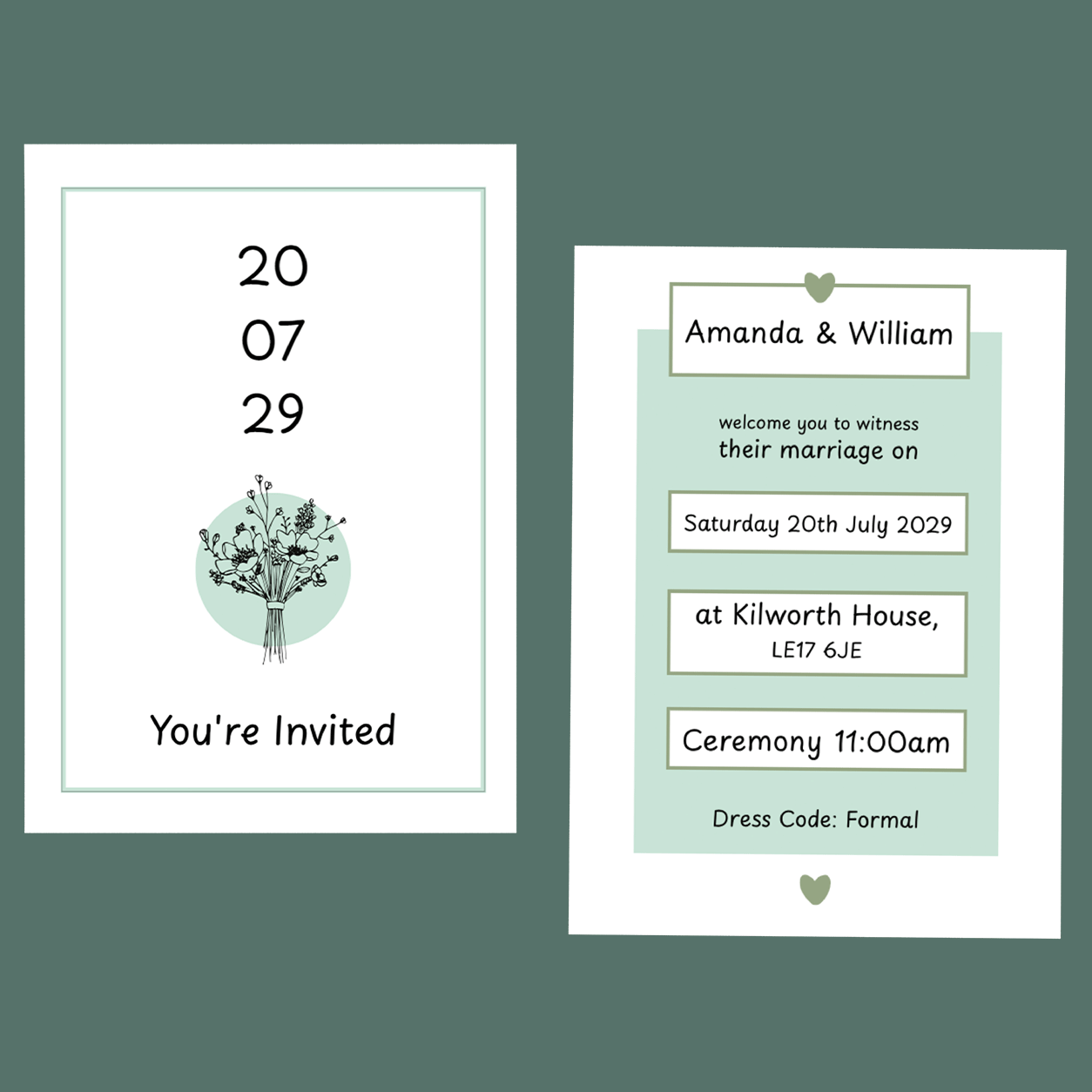 Wedding Invitations - Modern Sage