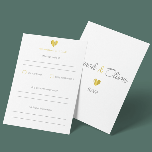 RSVP Cards - Gold Hearts