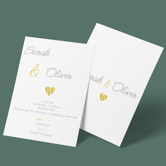 Wedding Invitations - Gold Hearts