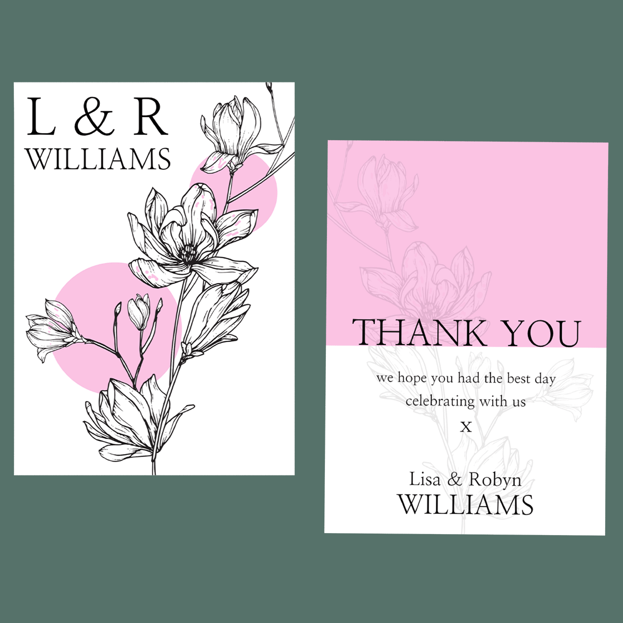 Thank You Cards - Botanical Flowers