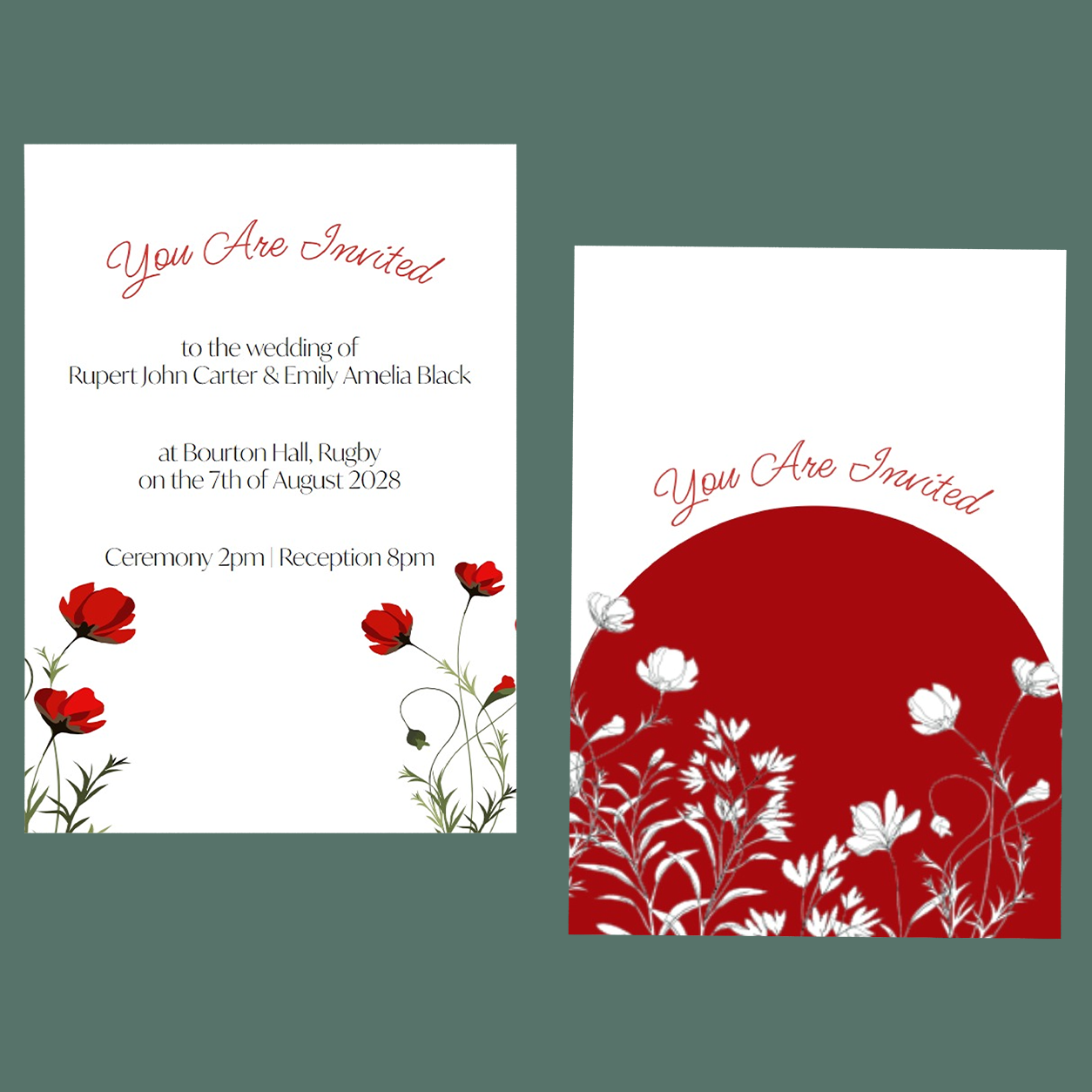 Wedding Invitations - Poppy Fields