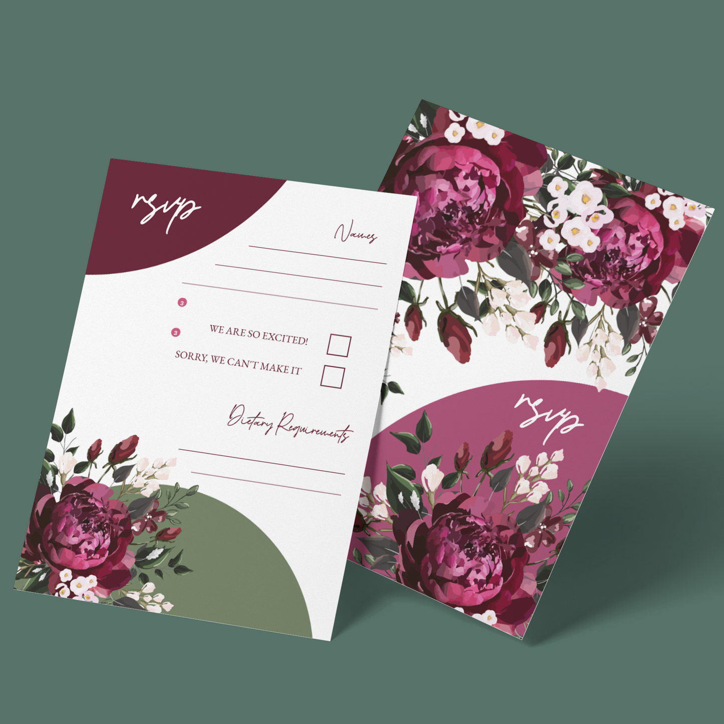 RSVP Cards - Peonies In Bloom