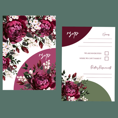 RSVP Cards - Peonies In Bloom