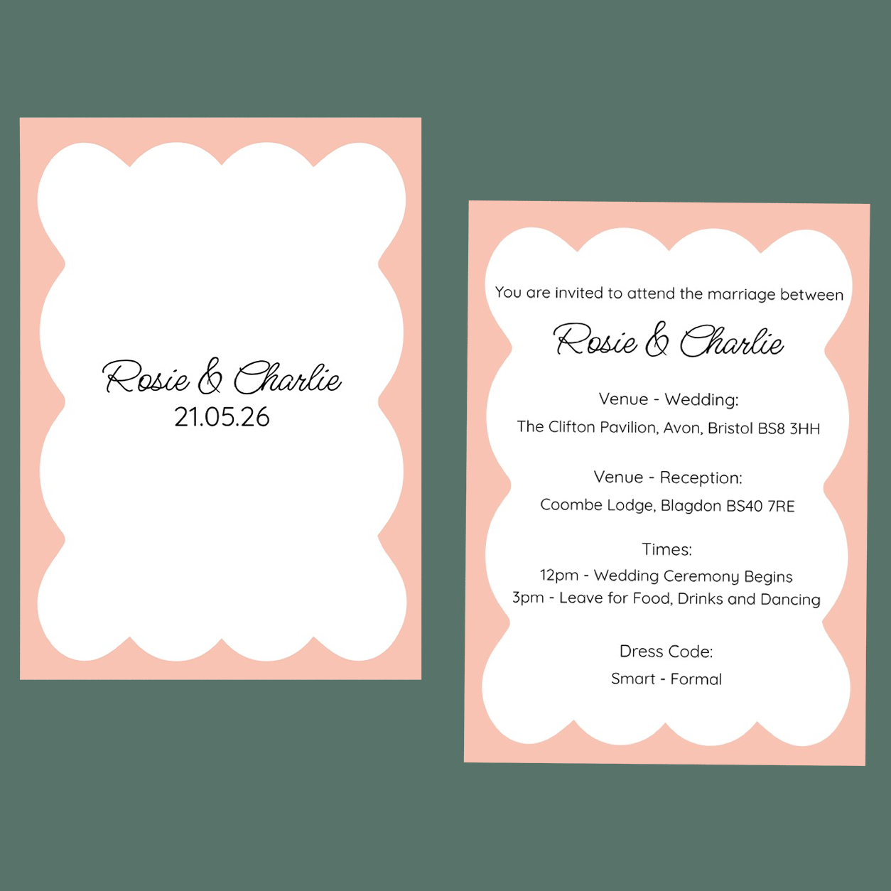 Wedding Invitations - Wavy Border